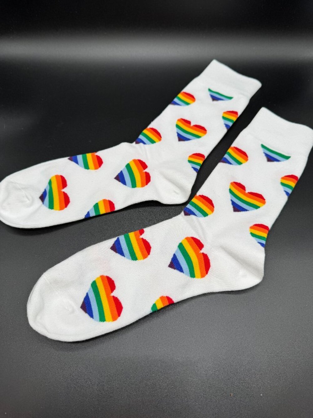 Rainbow Heart Women Socks White LGBTQ+